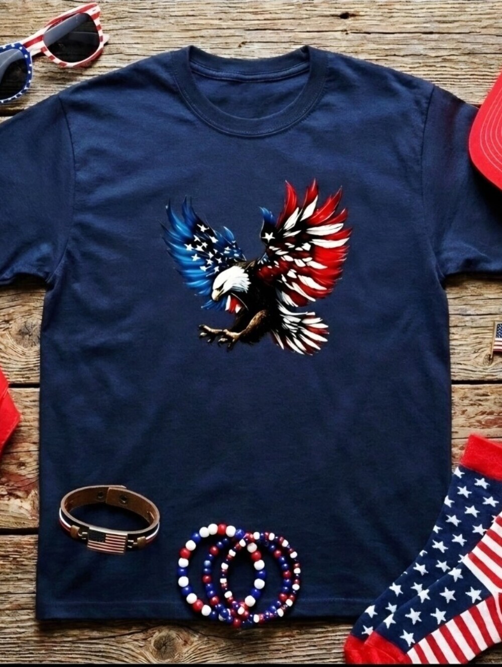 Patriotic Eagle Flag Wings Tee • American Pride Graphic Shirt • USA Freedom Top